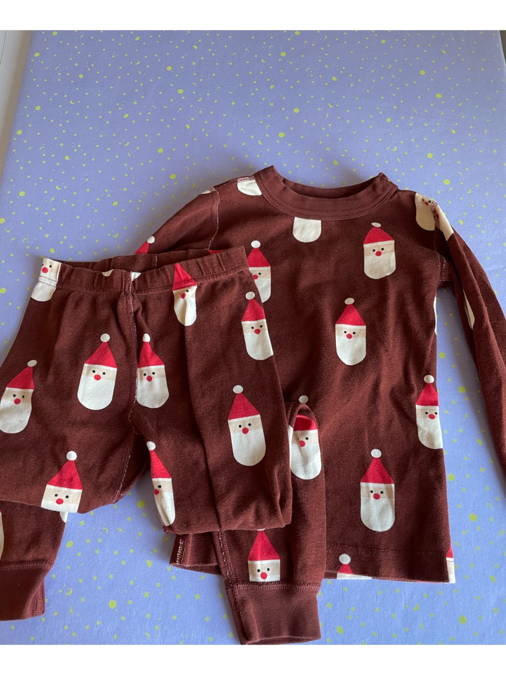Hanna Andersson Santa Pajamas 100% Cotton Long Johns Size 5